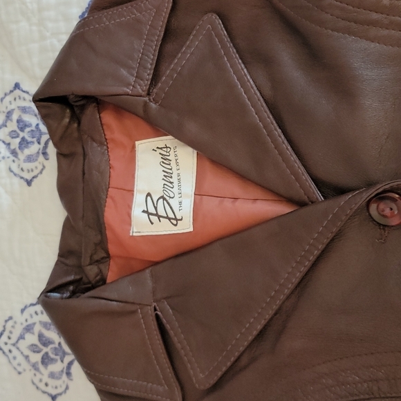 Vintage Berman's Leather Mid Trench W/Belt Approx Size M - Picture 6 of 8